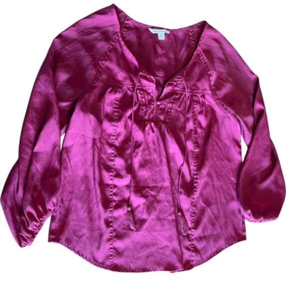 American Eagle Medium Top Purple Blouse Long Sleeve Shirt Minimalist AE Coquette - Picture 3 of 10